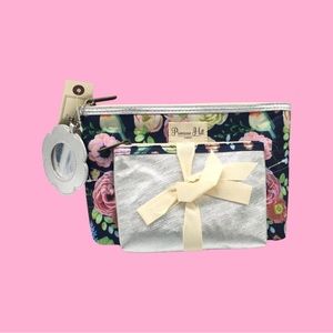Makeup Bag 2-piece Clutch Set Rose Floral